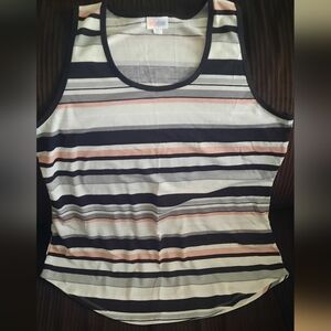 LuLaRoe Striped Tank Top in Black, White, and Pink